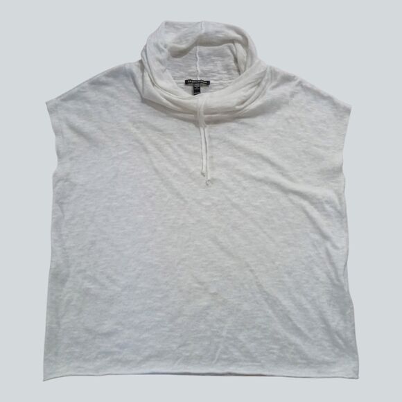 Eileen Fisher Tops - Eileen Fisher Womens XXS White Linen Organic Cotton Cowl Neck Sleeveless Top